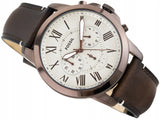 Fossil Grant Chronograph White Dial Brown Leather Strap Watch for Men - FS5344 Buy Now By Fossil