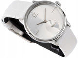 Calvin Klein Accent Silver Dial White Leather Strap Watch for Women - K2Y231K6 Buy Now By Calvin Klein