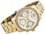 Guess Mini Sunrise Diamonds Silver Dial Gold Steel Strap Watch for Women - W0623L3 Buy Now By Guess