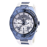 Guess Luna Diamonds White Dial White Rubber Strap Watch for Women - W0653L2 Buy Now By Guess