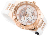 Guess Luna Diamonds White Dial White Rubber Strap Watch for Women - W0653L4 Buy Now By Guess