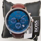 Hugo Boss Attitude Blue Dial Brown Leather Strap Watch for Men - 1513606 Buy Now By Hugo Boss