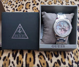Guess G Twist Diamonds Silver Dial Silver Steel Strap Watch For Women - W1201L1