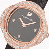 Swarovski Crystal Flower Black Dial Black Leather Strap Watch for Women - 5552421 Buy Now By Swarovski