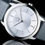 Calvin Klein Minimalist White Dial Black Leather Strap Watch for Men - K3M211C6 Buy Now By Calvin Klein