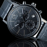 Calvin Klein Post Minimal Chronograph Black Dial Black Leather Strap Watch for Men - K7627401 Buy Now By Calvin Klein