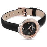 Swarovski Crystal Flower Black Dial Black Leather Strap Watch for Women - 5552421 Buy Now By Swarovski