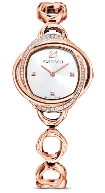 Swarovski Crystal Flower Silver Dial Rose Gold Steel Strap Watch for Women - 5547626 Buy Now By Swarovski