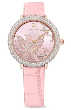 Swarovski Crystal Quartz Pink Dial Pink Leather Strap Watch for Women - 5575217 Buy Now By Swarovski
