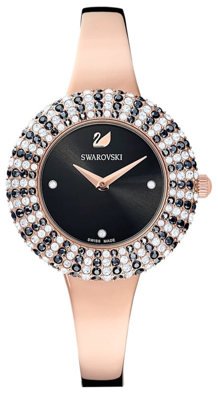 Swarovski Crystal Rose Black Dial Rose Gold Steel Strap Watch for Women - 5484050 Buy Now By Swarovski