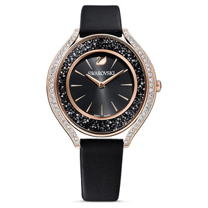 Swarovski Crystalline Aura Black Dial Black Leather Strap Watch for Women - 5558634 Buy Now By Swarovski