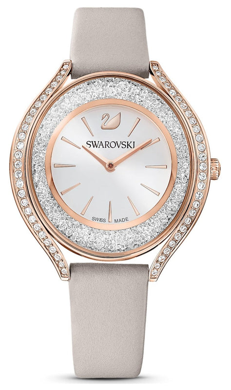 Swarovski Crystalline Aura Silver Dial Beige Leather Strap Watch for Women - 5519450 Buy Now By Swarovski
