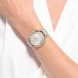 Swarovski Crystalline Aura Silver Dial White Leather Strap Watch for Women - 5519453 Buy Now By Swarovski