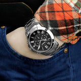 Fossil Grant Chronograph Black Dial Silver Steel Strap Watch for Men - FS4736 Buy Now By Fossil