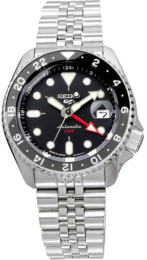 Seiko 5 Sports Automatic GMT Black Dial Silver Steel Strap Watch For Men - SSK001K1 Buy Now By Seiko