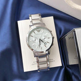 Emporio Armani Renato Chronograph Cream Dial Silver Steel Strap Watch For Men - AR2458 Buy Now By Emporio Armani