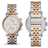Fossil Boyfriend Chronograph White Dial Two Tone Steel Strap Watch for Women - ES3840 Buy Now By Fossil