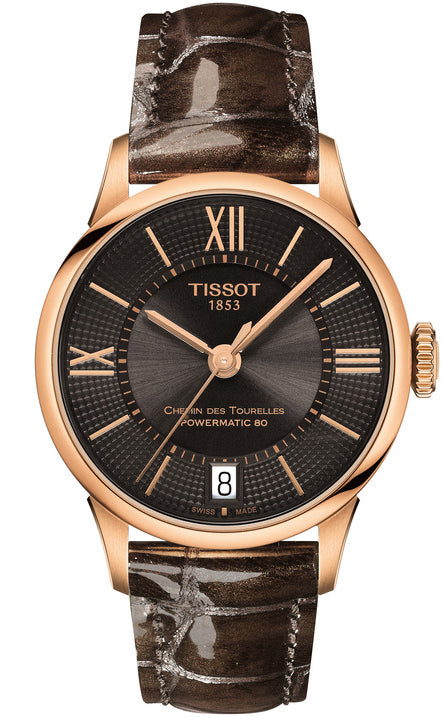 Tissot Chemin Des Tourelles Powermatic 80 Lady Brown Dial Brown Leather Strap Watch For Women - T099.207.36.448.00 Buy Now By Tissot