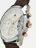 Tommy Hilfiger Baker Chronograph White Dial Brown Leather Strap Watch For Men - 1710450 Buy Now By Tommy Hilfiger