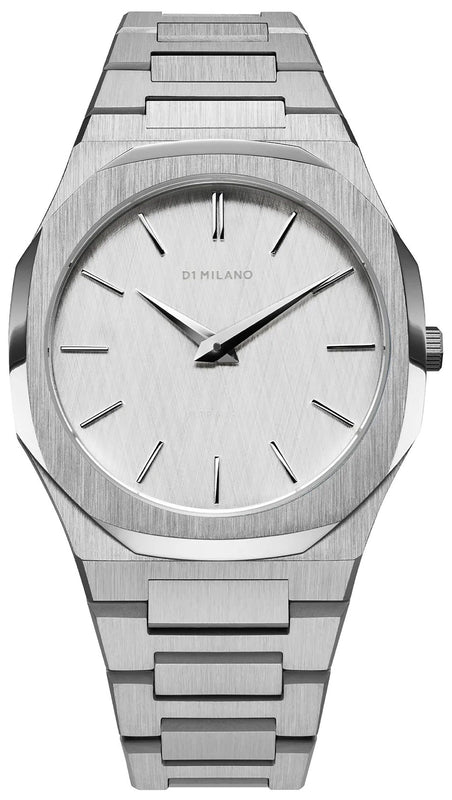 D1 Milano Ultra Thin Linen White Dial Silver Steel Strap Watch for Unisex - D1-UTBJ23 Authentic Buy Shop Now
