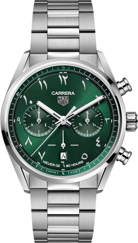 Tag Heuer Carrera Automatic Chronograph Limited Edition Green Dial Silver Steel Strap Watch for Men - CBN2014.EB0240 Buy Now By Tag Heuer