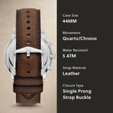 Fossil Neutra Chronograph White Dial Brown Leather Strap Watch for Men - FS6022 Buy Now By Fossil