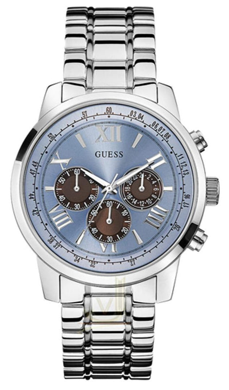 Guess Horizon Chronograph Quartz Blue Dial Silver Steel Strap Watch for Men - W0379G6 Buy Now By Guess