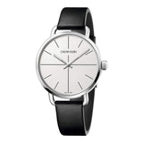 Calvin Klein Evan White Dial Black Leather Strap Watch for Women - K7B231CY Buy Now By Calvin Klein