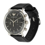 Emporio Armani Aviator Chronograph Black Dial Black Leather Strap Watch For Men - AR11143 Buy Now By Emporio Armani