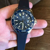 Tag Heuer Aquaracer Calibre 5 Automatic Blue Dial Blue Rubber Strap Watch for Men - WAY201B.FT6150 Buy Now By Tag Heuer
