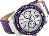 Guess Limelight Quartz Silver Dial Purple Leather Strap Watch For Women - W0775L6 Buy Now By Guess