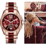 Michael Kors Bradshaw Burgundy Dial Two Tone Steel Strap Watch for Women - MK6270 Buy Now By Michael Kors