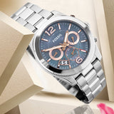Fossil Perfect Boyfriend Mother of Pearl Blue Dial Silver Steel Strap Watch for Women - ES3880 Buy Now By Fossil