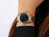 Guess Sparkler Diamonds Black Dial Gold Steel Strap Watch for Women - GW0111L2 Buy Now By Guess