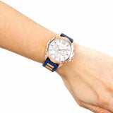 Guess Interpid White & Rose Gold Dial Blue Silicone Strap Watch For Women - W0325L8 Buy Now By Guess