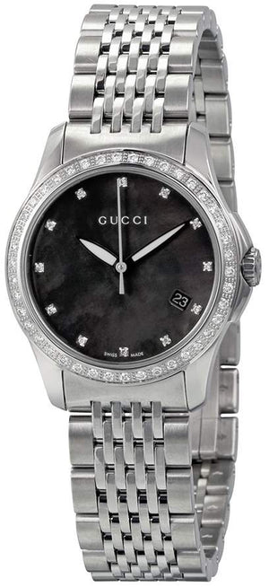 Gucci G Timeless Black Mother of Pearl Diamonds 38mm Watch For Women - YA126509 Buy Now By Gucci