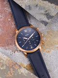 Fossil Neutra Chronograph Blue Dial Blue Leather Strap Watch for Men - FS5454 Buy Now By Fossil