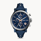 Fossil Boyfriend Sport Chronograph Blue Dial Blue Leather Strap Watch for Women - ES4113 Buy Now By Fossil