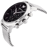 Emporio Armani Classic Chronograph Black Dial Silver Mesh Bracelet Watch For Men - AR1808 Buy Now By Emporio Armani