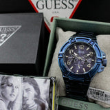Guess Rigor Multifunction Black Dial Blue Steel Strap Watch for Men - W0218G4 Buy Now By Guess