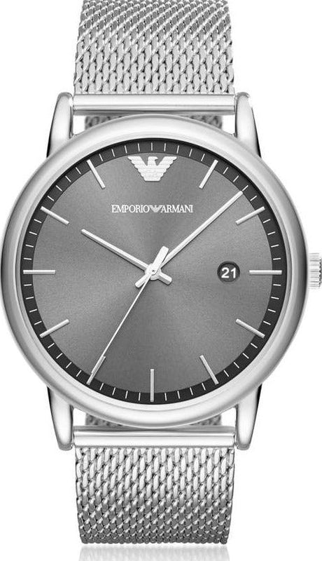 Emporio Armani Luigi Quartz Grey Dial Silver Mesh Bracelet Watch For Men - AR11069 Buy Now By Emporio Armani