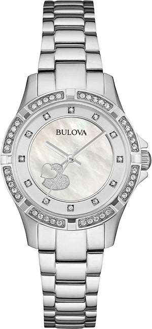 Bulova Crystal Silver Dial Silver Steel Strap Watch for Women - 96L226 Buy Now By Bulova