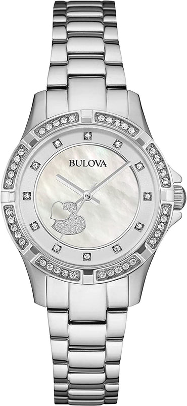 Bulova Crystal Silver Dial Silver Steel Strap Watch for Women - 96L226 Buy Now By Bulova