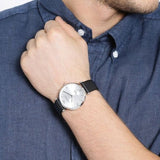 Emporio Armani Retro Analog Quartz Silver Dial Black Leather Strap Watch For Men - AR1674 Buy Now By Emporio Armani