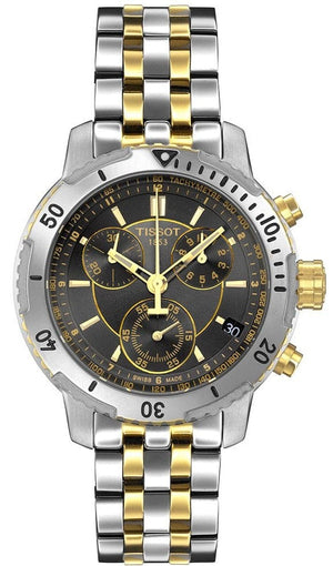 Tissot T Sport PRS 200 Chronograph Black Dial Two Tone Steel Strap Watch For Men - T067.417.22.051.00 Buy Now By Tissot