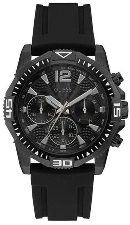 Guess Commander Black Dial Black Rubber Strap Watch for Men - GW0211G3 Buy Now By Guess
