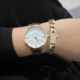 Michael Kors Addyson Three-Hand White Dial Gold Steel Strap Watch for Women - MK4712 Buy Now By Michael Kors