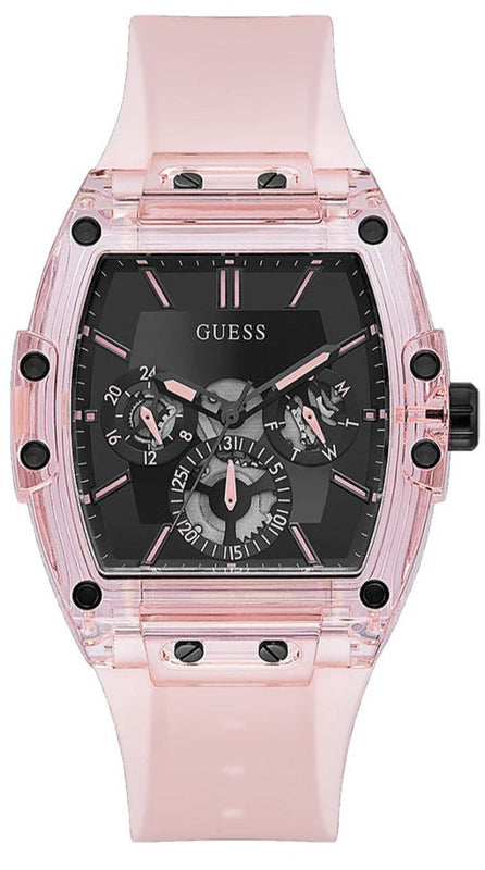 Guess Sporting Black Dial Pink Rubber Strap Watch for Men - GW0032G1 Buy Now By Guess