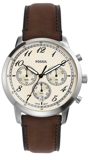 Fossil Neutra Chronograph White Dial Brown Leather Strap Watch for Men - FS6022 Buy Now By Fossil