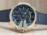 Diesel Mega Chief Chronograph Black Dial Black Leather Strap Watch For Men - DZ4344 Buy Now By Diesel